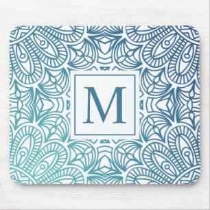 Monograma floral elegante Mousepad da mandala