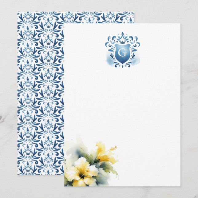 Monograma Floral Obrigado Cartões Maiestoso (Frente/Verso)