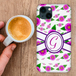 Monograma floral personalizado púrpura