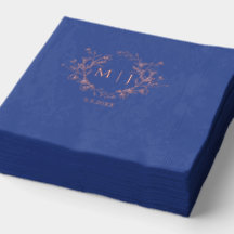 monograma floral rosa dourado rosa azul casamento