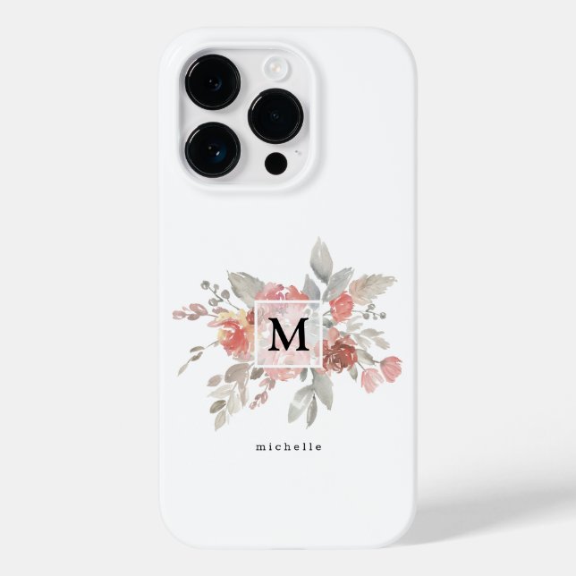 Monograma Floral Rosa Elegante (Verso)
