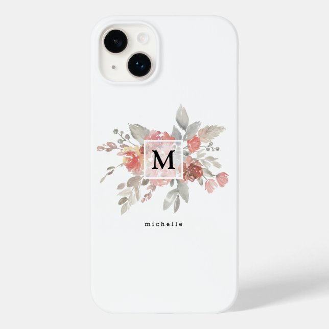 Monograma Floral Rosa Elegante (Verso)