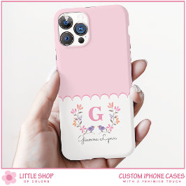 Monograma Floral Rosa Personalizado