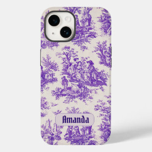 Monograma floral roxo de jouy