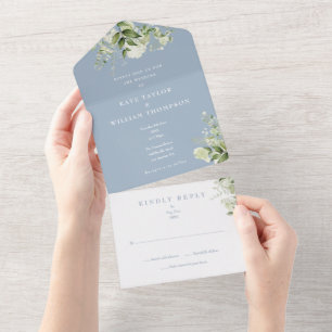 Monograma Floral Verde Pálido Casamento Azul Poeir