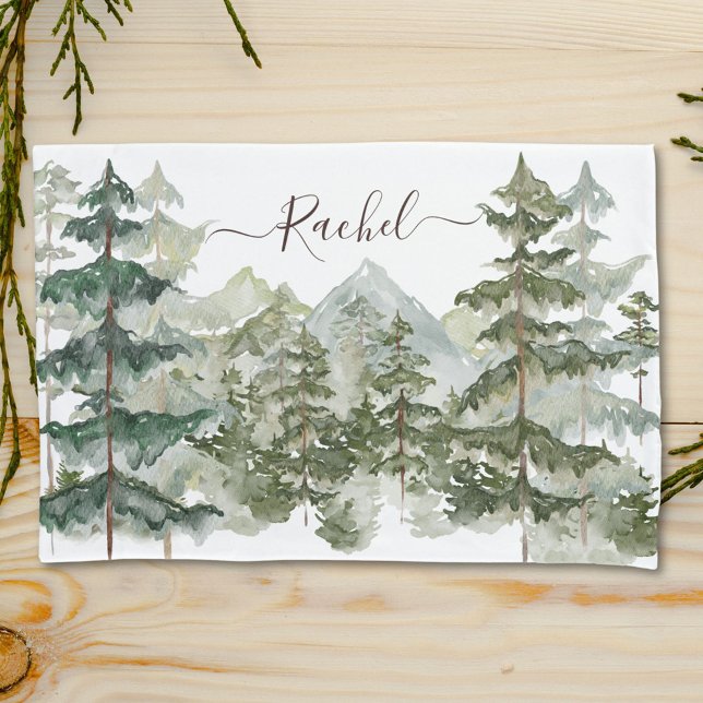 Monograma - Floresta de Aquarela Russa e Montanha (In situ)