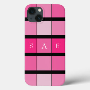 Monograma Geométrico Preto e Rosa