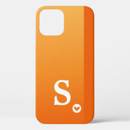 Monograma Girly Orange Heart Simple Modern Chic