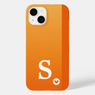 Monograma Girly Orange Heart Simple Modern Chic