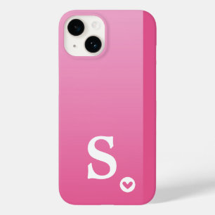 Monograma Girly Pink Heart Simple Modern Chic