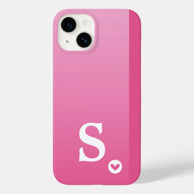 Monograma Girly Pink Heart Simple Modern Chic (Verso)