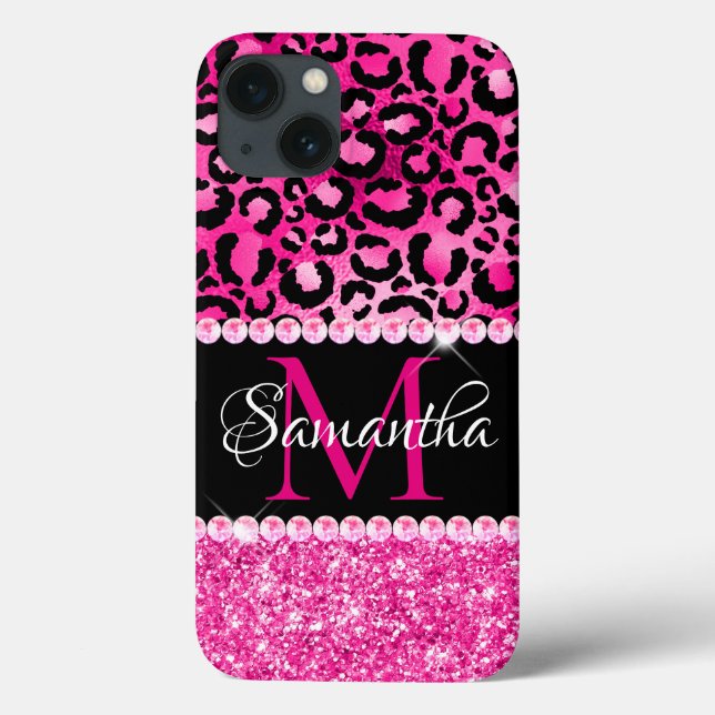 Monograma Glam com Manchas de Leopardo Preto e Ros (Verso)