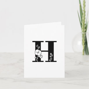 Monograma H Floral em Cartão de Nota Branco