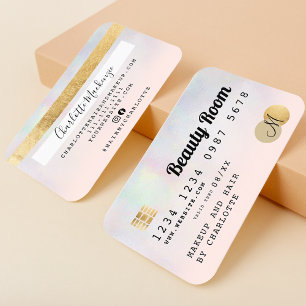 Monograma holográfico de beleza ombre de cartão de