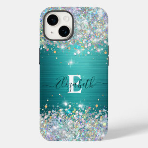 Monograma Holográfico Moderno de Faux Glitter