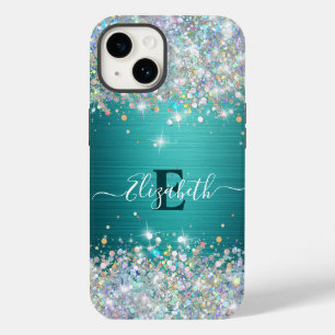 Monograma Holográfico Moderno de Faux Glitter