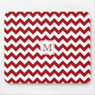 Monograma: Impressão vermelho e branco Mousepad d