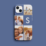 Monograma inicial azul de colagem de fotos moderna<br><div class="desc">Design de monograma inicial azul de colagem de fotos moderna. Um design multidesign de fotos moderno. Altere a cor para personalizar. Parte de uma coleção.</div>