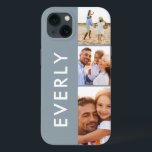 Monograma inicial azul empoeirado de colagem de fo<br><div class="desc">Colagem de fotos moderna,  design de monograma azul empoeirado. Um design multidesign de fotos moderno. Altere a cor para personalizar. Parte de uma coleção.</div>