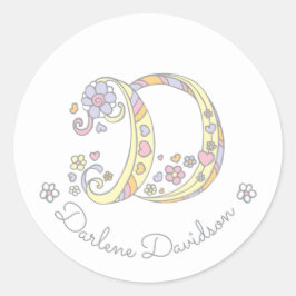 Monograma inicial D nome personalizado etiquetas d