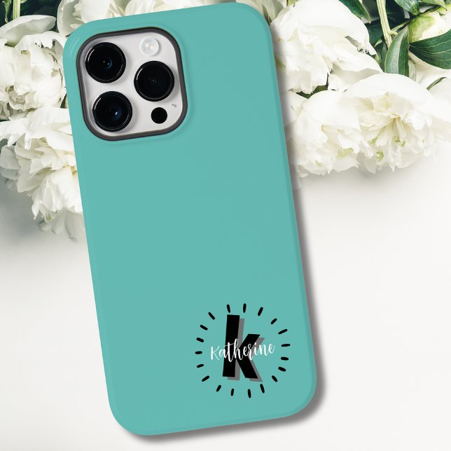 Monograma Inicial de Nome Simples Fofo (Cute Name Initial Monogram Case-Mate iPhone 14 Pro Max Case)