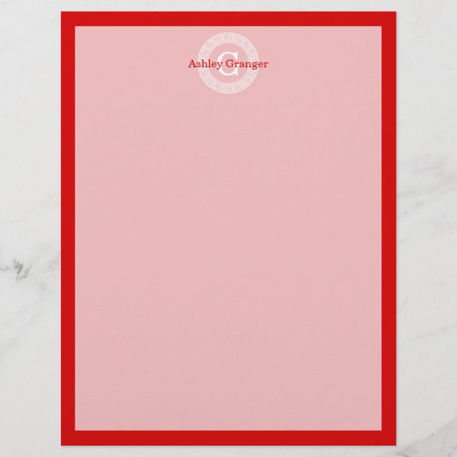 Monograma Inicial do Quadro-chave grego Red What (Frente)