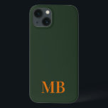 Monograma inicial minimalista verde<br><div class="desc">Capa de telefone do Monograma Inicial Moderno Minimalista Verde. Crie sua própria capas de iphone personalizada com o nome inicial personalizado.</div>