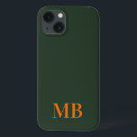 Monograma inicial minimalista verde<br><div class="desc">Capa de telefone do Monograma Inicial Moderno Minimalista Verde. Crie sua própria capas de iphone personalizada com o nome inicial personalizado.</div>