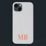 Monograma Inicial Moderno Minimalista de cinzas<br><div class="desc">Monograma inicial moderno minimalista. Crie sua própria capas de iphone personalizada com o nome inicial personalizado.</div>
