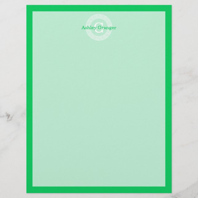 Monograma Inicial Moldura Redonda Esmeralda Branca (Frente)