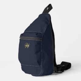 Monograma Inicial Personalizado Azul Naval Dourado