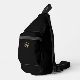 Monograma Inicial Preto Dourado Elegante Personali