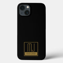 Monograma inicial preto e Dourado moderno