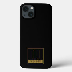 Monograma inicial preto e Dourado moderno