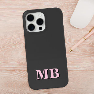 Monograma inicial preto-rosa minimalista