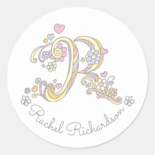 Monograma inicial R etiquetas de nome de identific