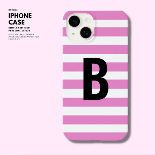 Monograma Inicial Simples de Stripe Roxo Moderno N