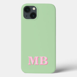 Monograma inicial verde-rosa moderno minimalista