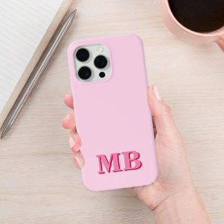 Monograma Inicial, Vermelho Cor-de-Rosa Moderno Mi