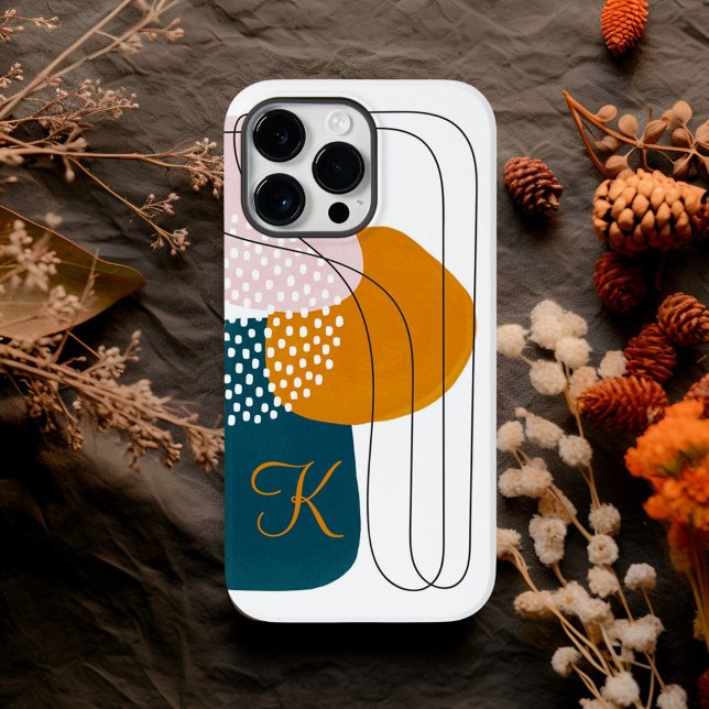 Monograma K Verde Laranja Boho Arte Abstrata (Criador carregado)