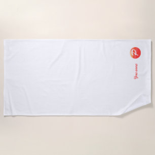 Monograma - letra laranja ondulada P toalha de pra