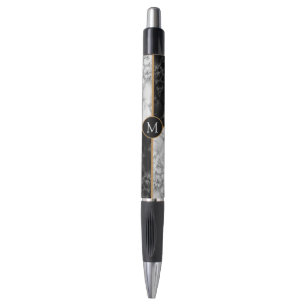 Monograma - Letra personalizada Caneta branca escu