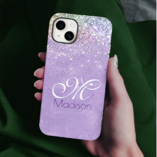 Monograma lindo roxo lilás iridescente com brilho