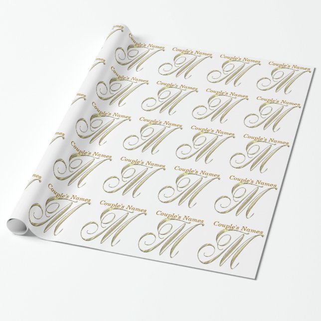 Monograma M Papel de embrulho para presente (Desenrolado)