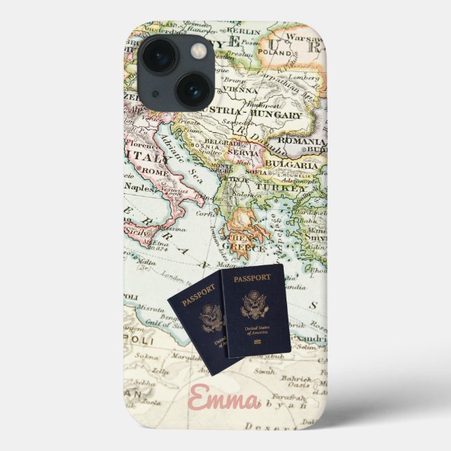 Monograma Mapa Antigo Vintage & Férias com Passapo (Verso)