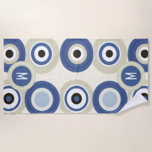 Monograma Mau Olho Retro Modern Beach Toalha