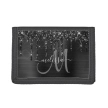 Monograma Metálico de Pincel de Pincel Preto Chic