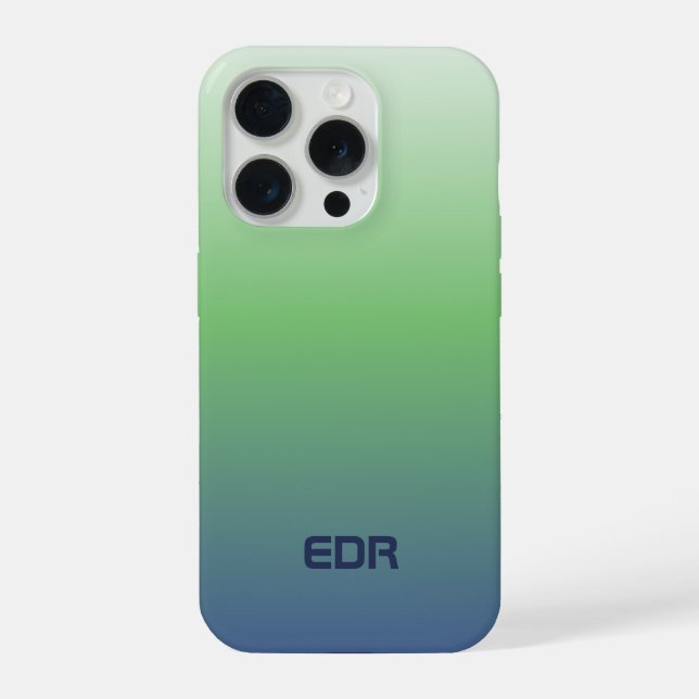 Monograma Minimalista com Gradiente Verde e Azul (Verso)