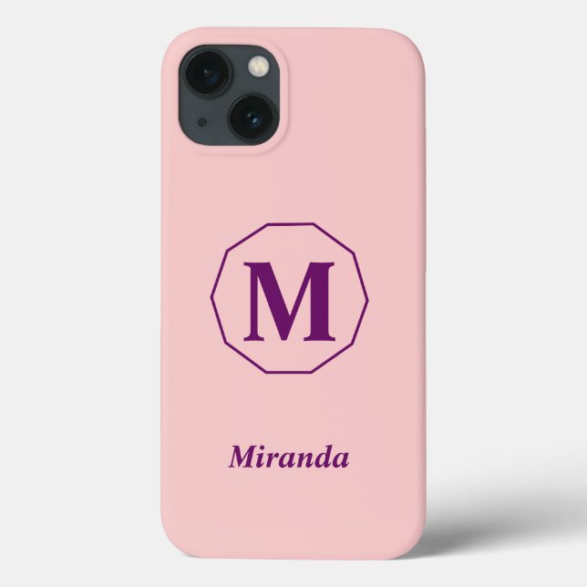 Monograma minimalista da rosa claro personalizado (Verso)