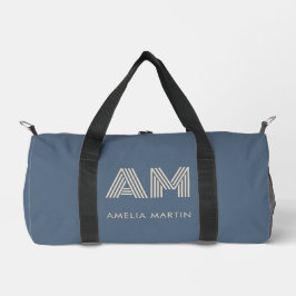 Monograma Minimalista em Azul Ardósia e Bege Areia